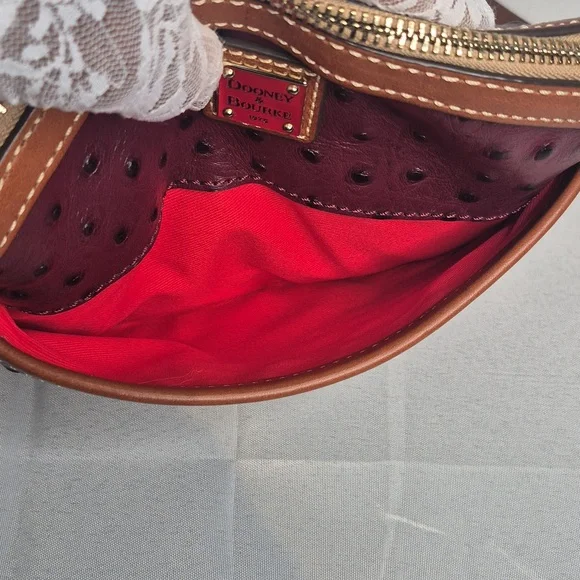 Dooney & Bourke Plum/Burgundy Ostrich-Embossed Crossbody Bag - Picture 10 of 17